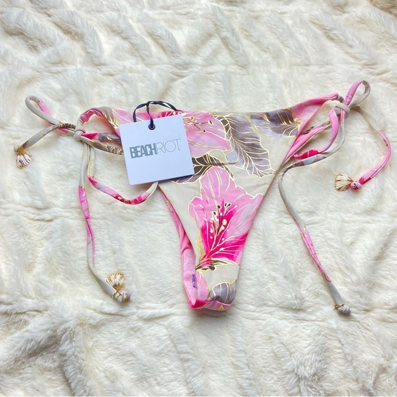 NWT Beach Riot soleil golden hibiscus floral cheeky bikini bottoms 12812 - Picture 9 of 13